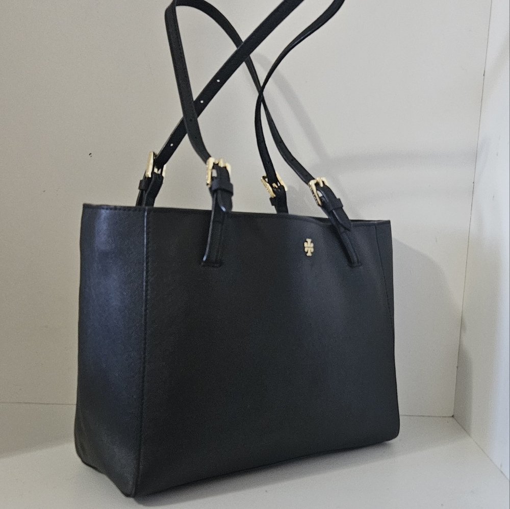 Like New!Tory burch Black leather Tote Bag - Picture 8 of 9